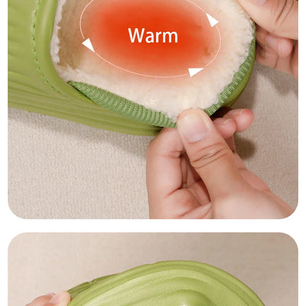 Winter Warm Women Slippers Casual Non-slip Plush Flats Home Waterproof Non-Slip Shoes Indoor Outdoor Thick Platform House Slides