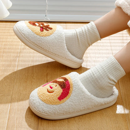 Women's Slipper Christmas Cute Elk Indoor Mute Beautiful and Exquisite Winter Warm Soft Sole Men Fashion Cartoon Home Slippers
