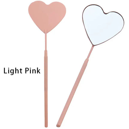 1pcs Heart Shape Eyelash Mirror Magnifying Long Handle Mirror For Checking False Eyelashes Extension Supplies Beauty Makeup Tool