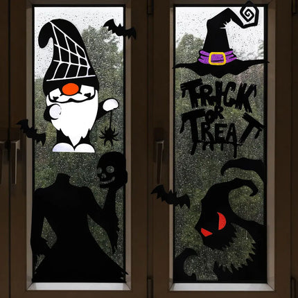 Halloween Decoration,DIY Felt Cloth Stickers for Home,Devil,Witch Hat,Glass Window Stickers, Halloween Party Door Stickers