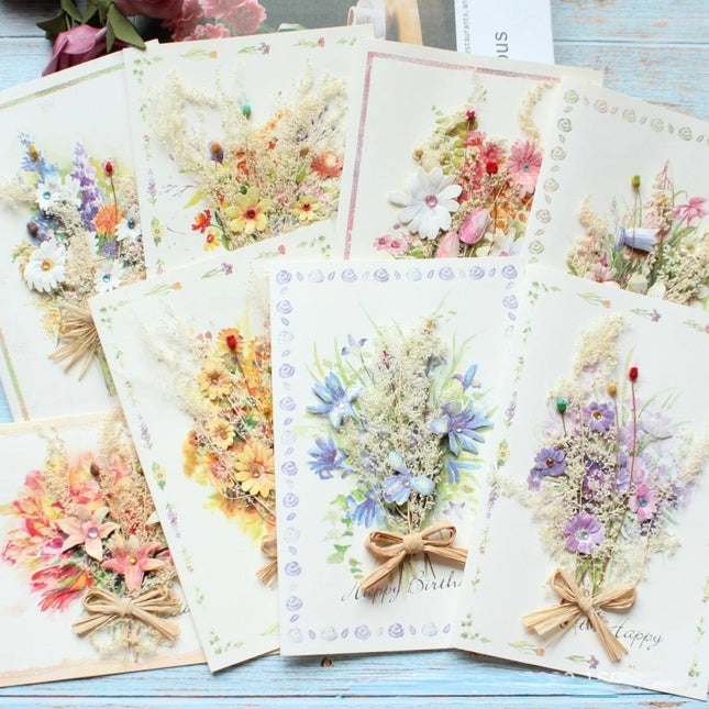 New Romantic Flower Birthday Christmas Card Greeting Cards Set Postcard Party Wedding Thank You Decorations Creative Girl Gifts
