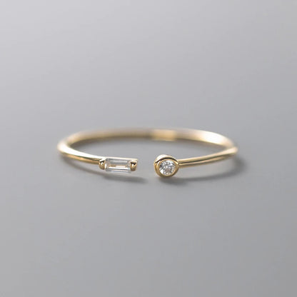 Modian Real 925 Sterling Silver Simple Thin Clear CZ Finger Rings Adjustable 14K Gold Ring For Women Wedding Jewelry Gifts