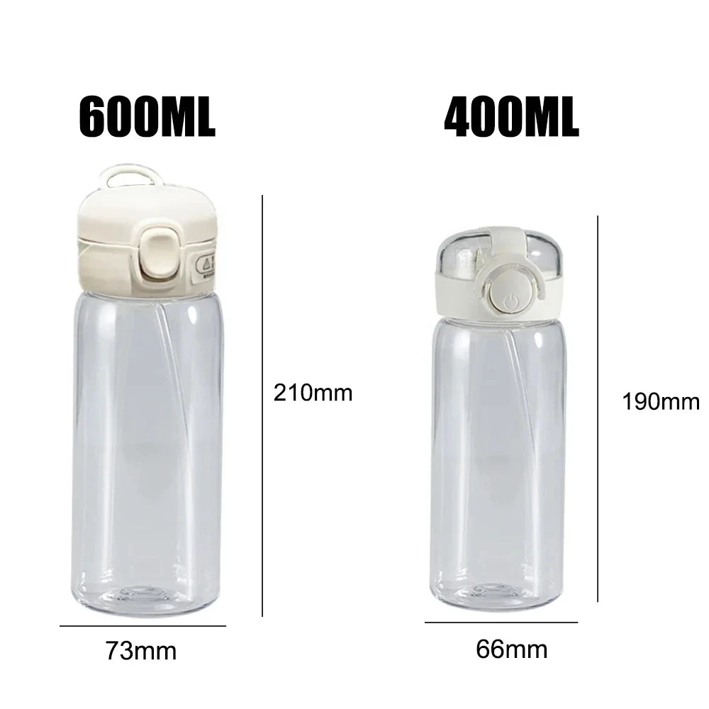 Straw 600/400ML Water Cup Princess Children Portable Plastic Mermaid Frozen Transparent Large Capacity Sport Water Bottle