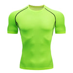 Men's Compression Top, Active Mid Stretch Breathable Moisture Wicking Workout T-shirt For Outdoor Sports