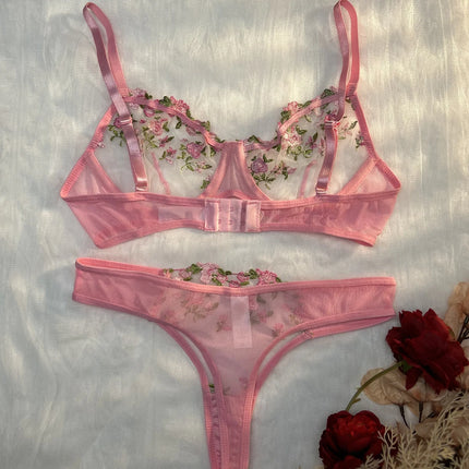 Sexy Lingerie Fancy Lace Eroticу Set Woman 2 Pieces Transparent Women's Underwear Embroidery Erotic Beautiful Bra And Panty Sets