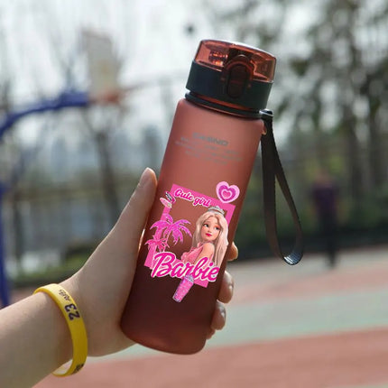 Barbie 560ML Water Cup Portable Plastic Cartoon  Adult Outdoor Large Capacity Children's Sports Water Bottle Drinking Girl Gifts
