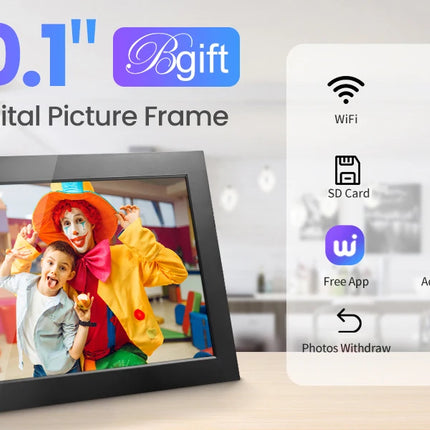 Digital Picture Frame10.1 Inch 32G WiFi Photo Frame 1280x800 HD IPS Touch-screen Auto Rotation Photo Sharing Via APP Decorative