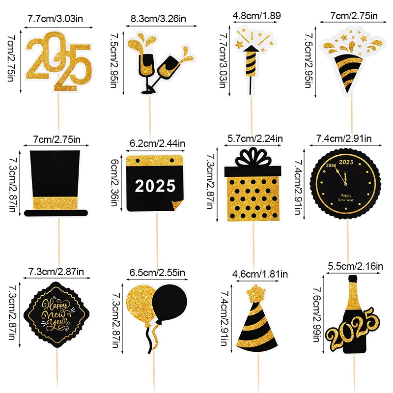 2025 Crown Number Foil Balloons Happy New Year Eve Party Decoration Photo Booth Props Supplies Christmas Home Decor Navidad 2024