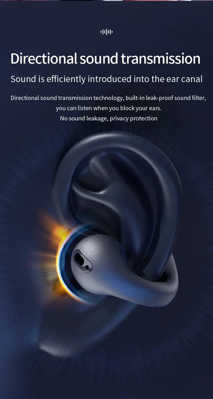 T75 Sport Bone-Conduction Bluetooth 5.3 Earphones HiFi Sound Wireless Headphones Earclip Waterproof Open Ear Headset Earring