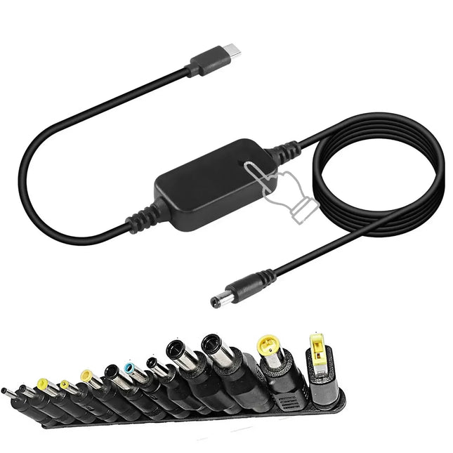 Type C to DC5.5x2.1mm Power Adapter Cord 5-20V Adjustable Voltage PD Fast Charging Cable for Lenovo Asus Hp Acer Laptop and More
