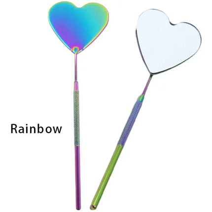 1pcs Heart Shape Eyelash Mirror Magnifying Long Handle Mirror For Checking False Eyelashes Extension Supplies Beauty Makeup Tool