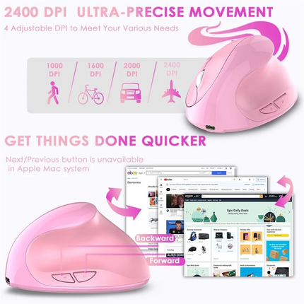 JOMAA Rechargeable Vertical Mouse Wireless USB 2.4G Right Hand Ergonomic Mice for Computer Laptop Gaming Mouse