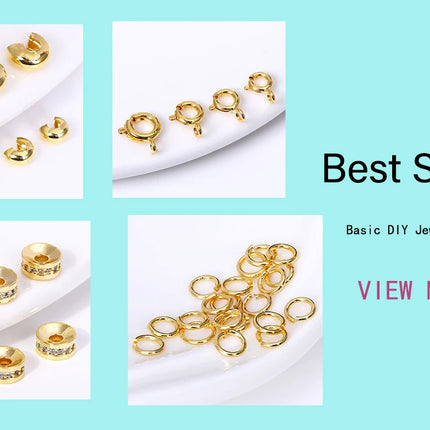 18K Gold Plated Separators For Bead,Spacers Beads For Jewelry Making,Brass Metal Round Beads,DIY Bracelets/Necklace Accessories