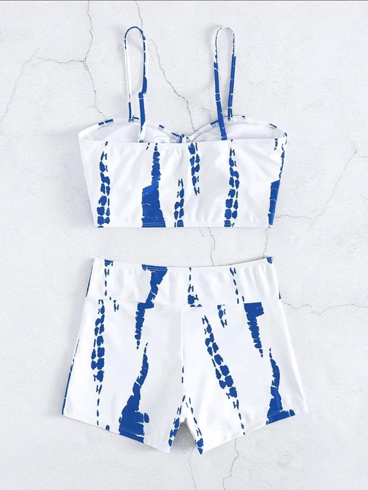 Drawstring Front Shorts Bikinis 2025 High Waist Swimsuit Women Swimwear Female Bathers Bathing Swimming Swim Suit Beachwear