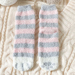 Autumn Winter Coral Velvet Socks Cute Cat Claw Socks For Women Children Girls Middle Tube Thickened Sleep Socks Home Floor Socks