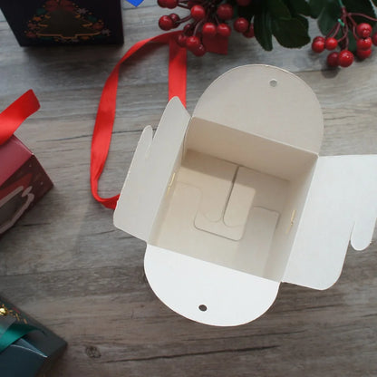 12pcs Christmas Paper Box with Window Handle Candy Box Soap Candle Cookie Candy Little Gift Packaging Party Favors Decor