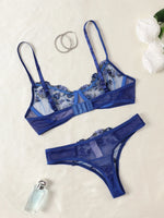 2-Pieces Fancy Sexy Lingerie Set Woman Semi-Sheer Women's Underwear Embroidery Beautiful Bra And Panty Sets Erotic Outfits