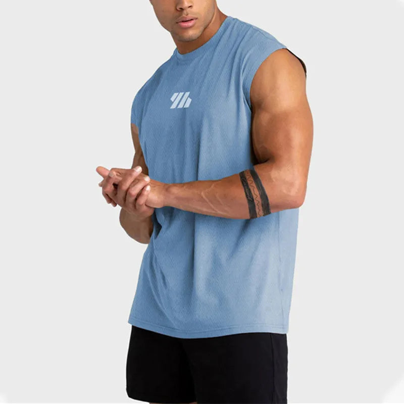 2025 Summer new Gym Vest Men broad shoulder Sleeveless Sports Tank Top quick-dry mesh Fitness T-shirt Running Tank Top men tops