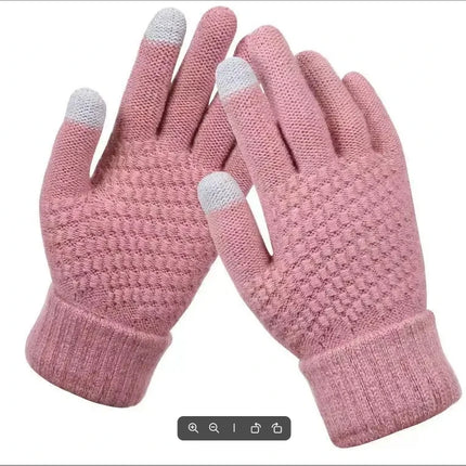Women Men Warm Winter Touch Screen Gloves Stretch Classical Knit Mittens Wool Full Finger Outdoor Cycling Driving Glove