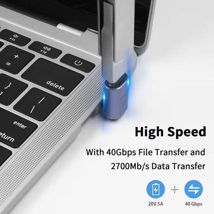 NNBILI USB Type-C Adapter For Macbook 90 Degree Quick Charge Converter Male To Female 100W 5A 40gbps PD Data Transfer 8K60HZ ﻿ ﻿