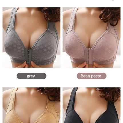 The New Front Button Type Sexy Brassiere Anti-sagging Gathered No Steel Ring Ladies Mother Large Size Thin Section Underwear Bra