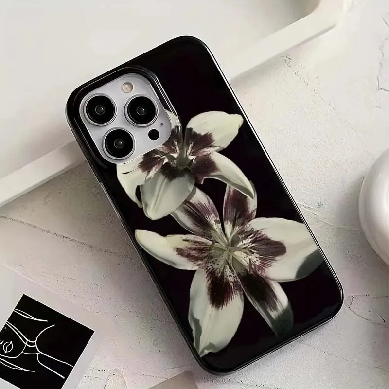 Lily Orchid Flower Print Soft Phone Case For iPhone 16 15 14 13 12 11 Pro Max XS XR X 7 8 Plus SE 2020 2022 Shockproof Cover