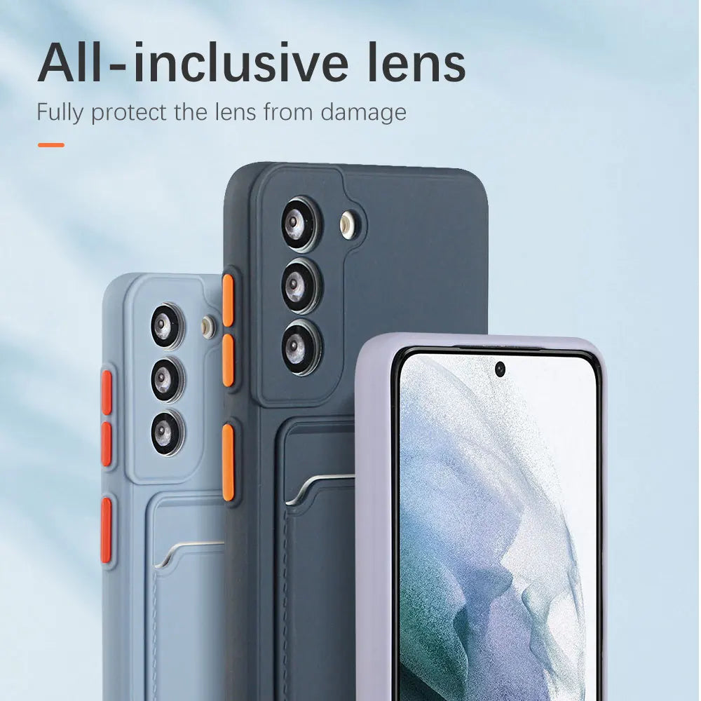 Card Slot Bag Holder Phone Case For Samsung Galaxy S24 S23 S22 S21 S20 Plus FE Note 20 Ultra Bumper Wallet Soft Shockproof Cover