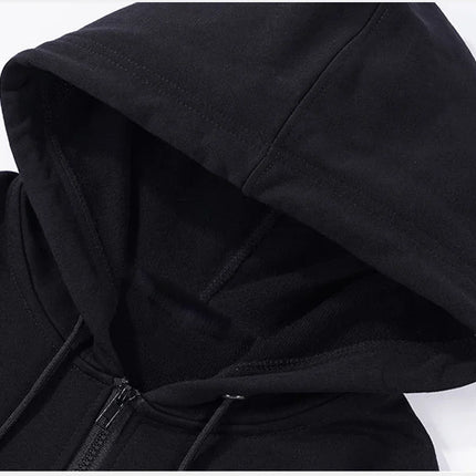 Men's Fleece Jackets Fashion Zipper Sweatshirts Spring Autumn Loose Casual Hoodies Women's Y2k Long Sleeve Solid Hooded Jacket