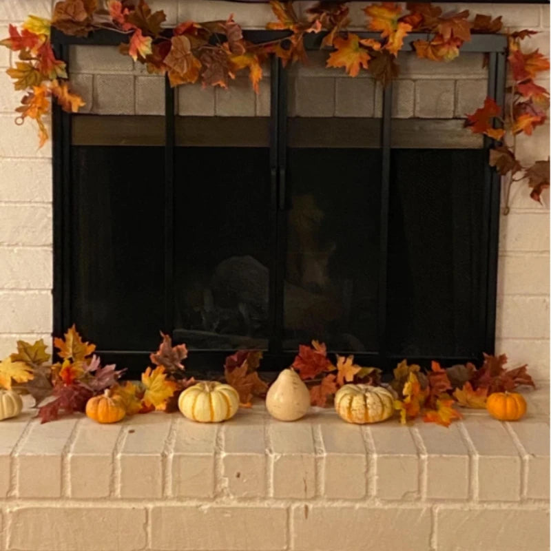 180CM Autumn Artificial Maple Leaf Fall Maple Leave Vine Wall Hanging Garland Decoration Home Garden Halloween Christmas Gift