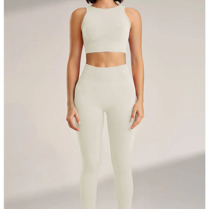 Yoga Clothing Set Women's High Waisted Leggings and Top Two Piece Seamless Fitness Exercise Clothing Fitness Workout Underwear