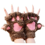 Cat Claw Gloves Winter Cute Cartoon Cat Girls Fingerless Gloves Thickened Velvet Bear Paw Half Finger Gloves