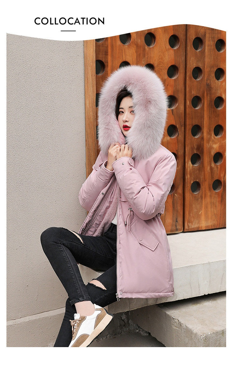 Women Parka Fashion Long Coat Wool Liner Hooded Parkas 2023 New Winter Jacket Slim with Fur Collar Warm Snow Wear Padded Clothes