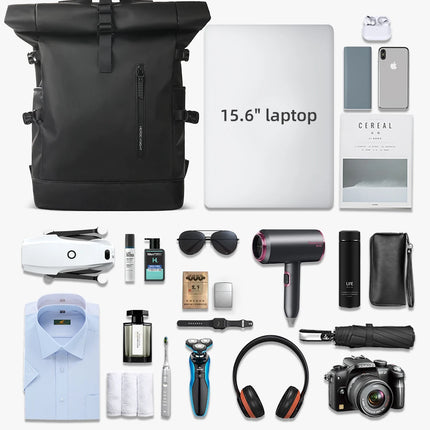 HK Expandable Travel Backpack Men Large Capacity Waterproof 15.6” Laptop Bag Hiking Rucksack Cycling Daypack Bag with USB Port