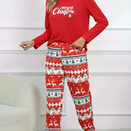 2Pcs/set women's pyjamas set long-sleeved trousers student homewear two-piece Christmas printing letter clothes girls women's cl