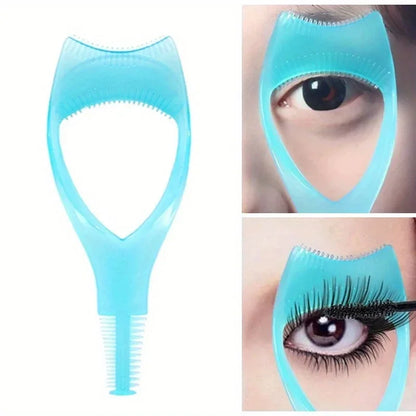 3 in 1 Mascara Applicator Template with Eyelash Curler Guard and Case, Eyeliner Holder, Eyelash Aid, Eyebrow Drawing Tool Makeup
