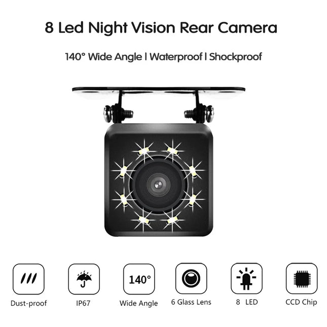 Wide Angle Car RearView Camera 4/8/12 LED Night Vision Reversing Auto Parking Monitor CCD Waterproof HD Video