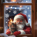 1PC Santa Claus and Snowflake Window Glass Stickers Decoration Static Cling No Residue for Bedroom Living Room Christmas Decor