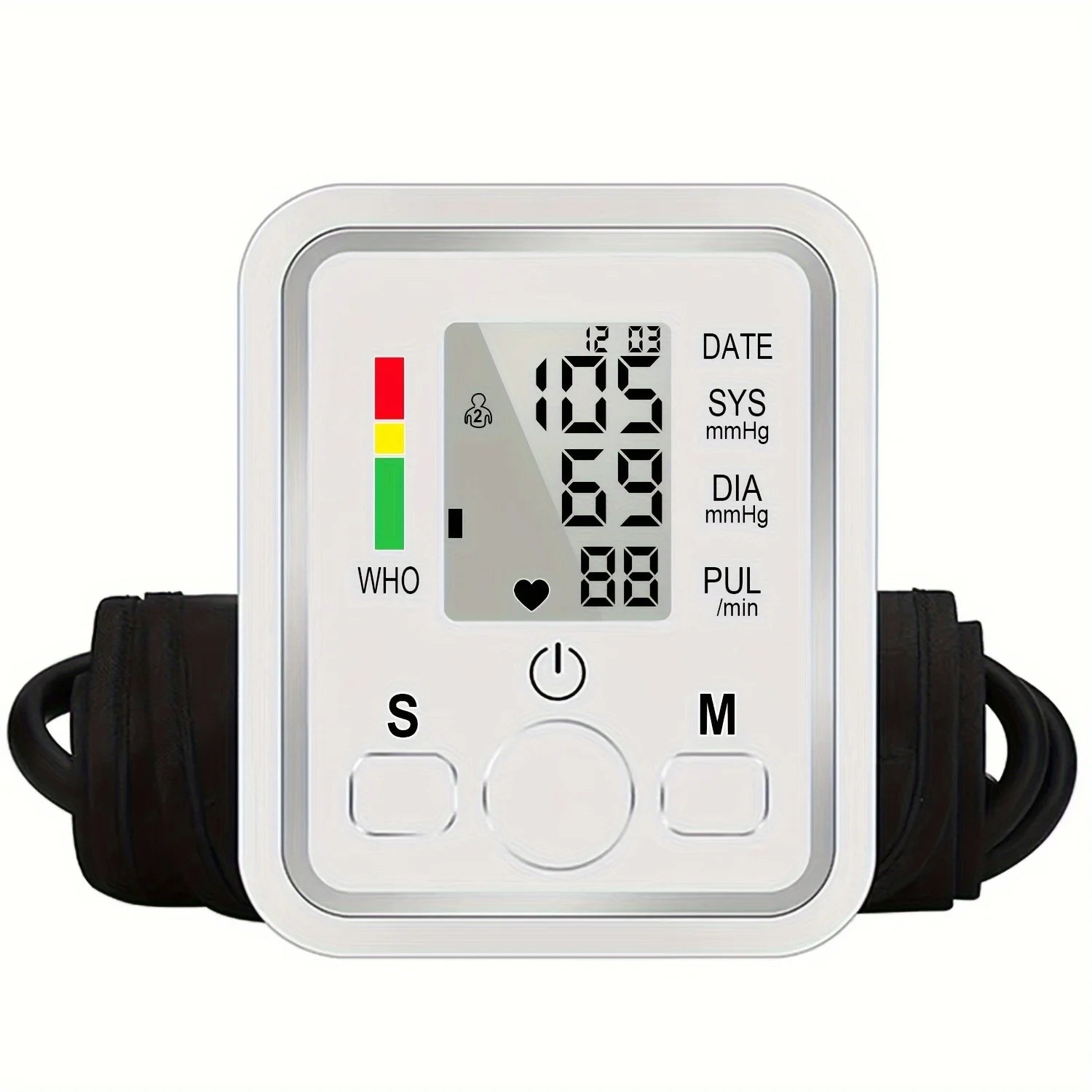 Upper Arm Automatic Blood Pressure Monitor BP Sphygmomanometer Pressure Meter Tonometer for Measuring Arterial Pressure