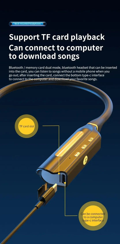 10000Hours Playback Wireless Headphones Neckband Earphone Bluetooth Bass Headset Sports Waterproof Earplugs Can Be As Power Bank