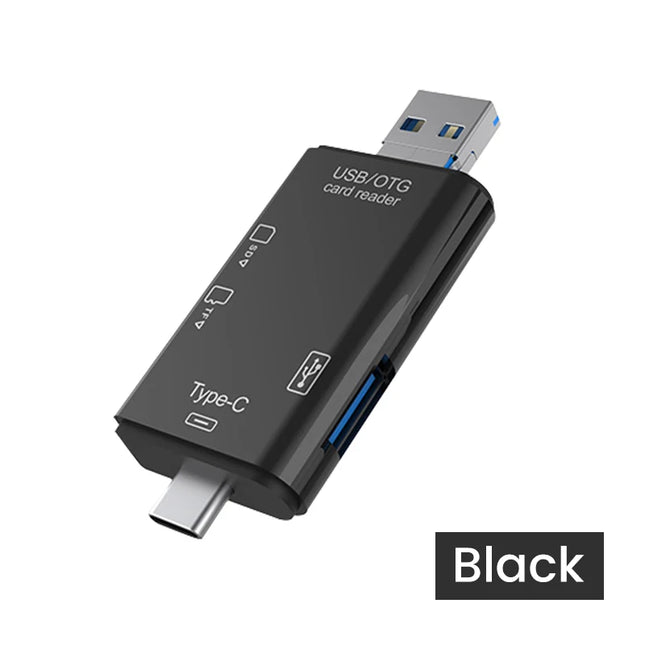 Multifunction 6 in 1 OTG SD Card Reader USB2.0 Type-C/TF/SD Memory Card Smart Cardreader for Laptop Accessories Adapter