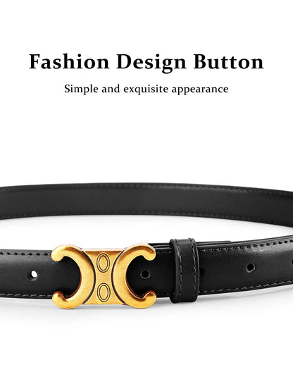 Fashion Women Genuine Leather Belts High Quality Gold Buckle Best Matching Dress Jeans Belts for women