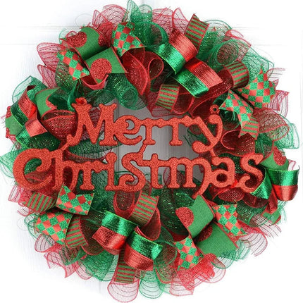 Christmas Crystal Gauze Ribbons 2024 Christmas Tree Decorations for Home Door Wreaths Navidad Noel Gifts Happy New Year 2025