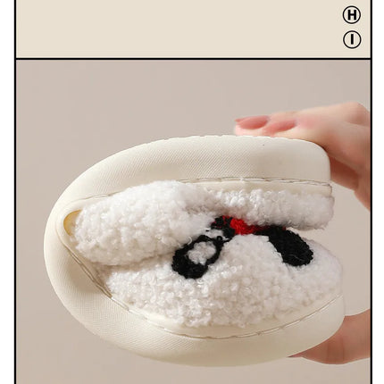 Winter Home Warm Women Slippers House Girl Fur Cute Bad Bunny Love Cushion Slides Bedroom Ladies Cotton Female Plush Shoes