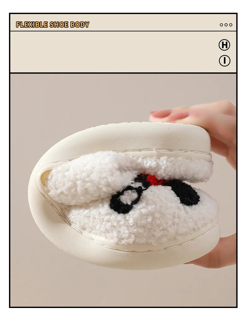 Winter Home Warm Women Slippers House Girl Fur Cute Bad Bunny Love Cushion Slides Bedroom Ladies Cotton Female Plush Shoes