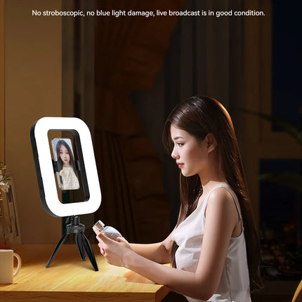 New Handheld Ring LED Rechargeable Fill light Portable Mobile Phone Live Broadcast Photography Desktop Rabbit Cage Selfie Light