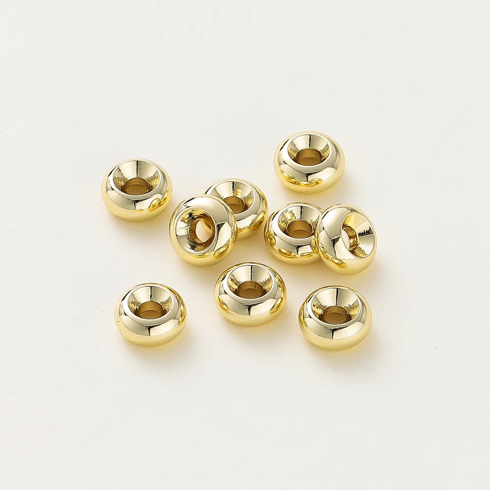 14K/18K Gold Plated 10-30Pcs 3/4/5/6/8mm Spacer Beads for DIY Necklace Bracelet Jewelry Making Supplies Accessories Wholesale