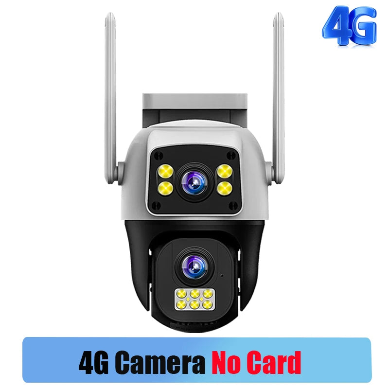 8MP 4G Sim Card Camera Dual Lens Dual Screen Wireless WiFi Outdoor Surveillance Human Detect Security Protection PTZ IP Cameras