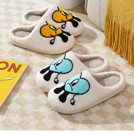 Winter Home Warm Women Slippers House Girl Fur Cute Bad Bunny Love Cushion Slides Bedroom Ladies Cotton Female Plush Shoes