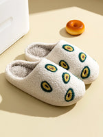 Cute Avocado Women Slippers Winter Warm Indoor Fruit Cartoon Funny Soft Non-slip Slipper Cherry Strawberry Comfy Cotton Shoes