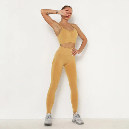 Women'sGym Tracksuit Fitness Yoga Sets Sportswear Workout Bra+High Waist Leggings Gym Clothing Seamless Bra Suit Sports Suits